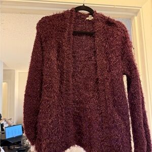 Ecote Fuzzy Plum Cardigan